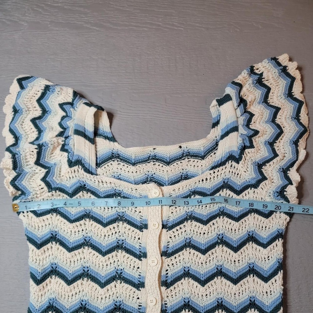 blue and white crochet cardigan with button up front #crochet #cardigan no tag